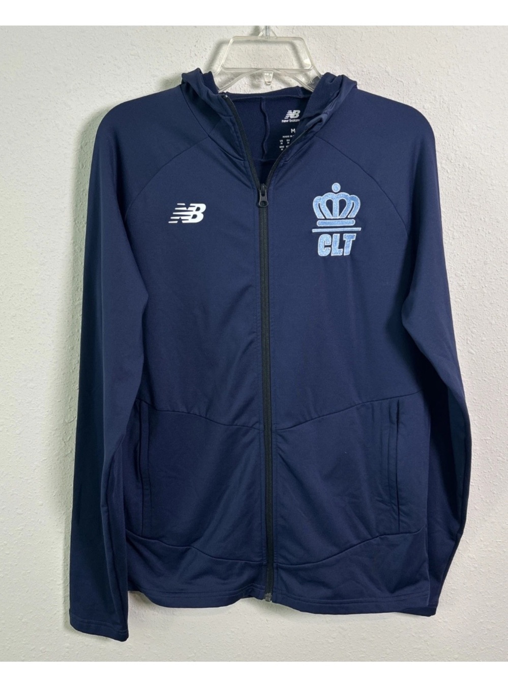 Charlotte FC New Balance Full Zip Hoodie Warm Up Jacket Navy Blue Men’s Medium